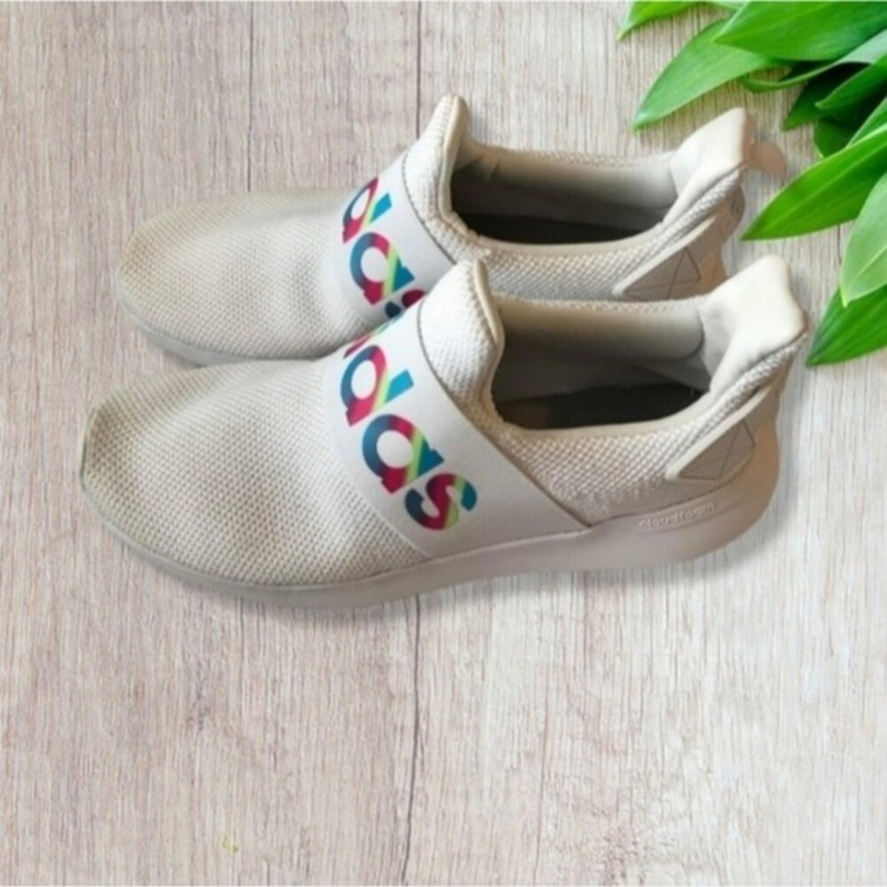 Adidas Women's White Rainbow Slip On Sneakers Size 6